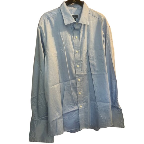 Cotton Classic Blue Cufflink Button Down // Club Room Slim Fit Men's Size X - Picture 1 of 6